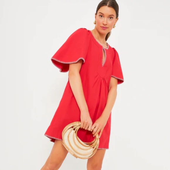 Amazon Dresses & Skirts - Red Flutter Sleeve Mini Dress | Flowy Feminine A-Line Cocktail Dress